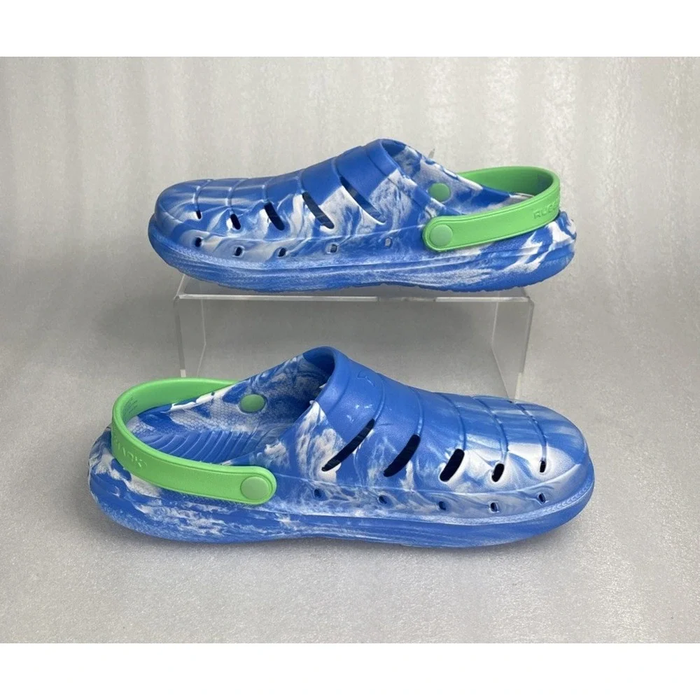 Rugged Shark Eva Clogs Lightweight Slip on Blue Green Big Boys Size 6 NEW